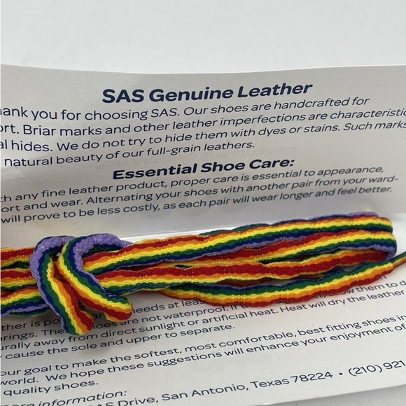 SAS Genuine Leather rainbow shoe laces.  New in original packaging - Picture 2 of 2